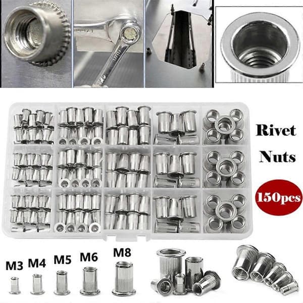 【03】150PCS Nitmuttrar Tång Dorn Kit M3//M5/M6/M8 Nitmutter Dornar Reparationsverktyg Nitmutter Tång Set med Tång As Shown