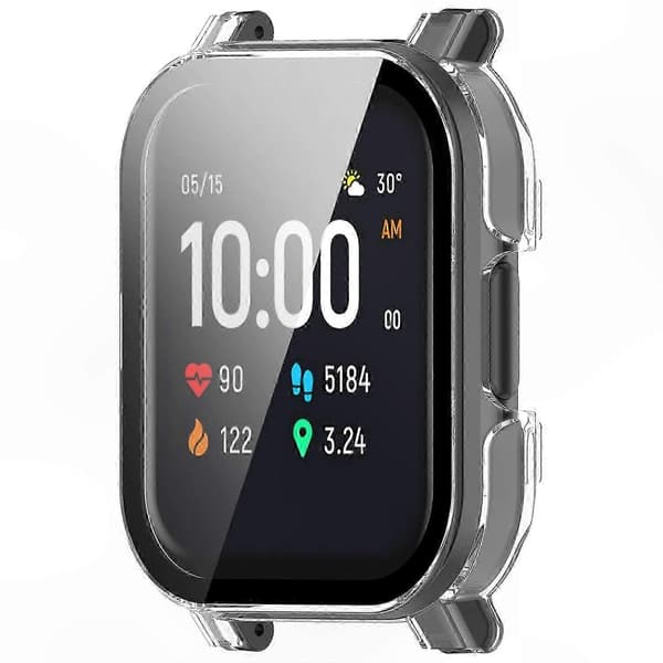 Slidstærkt PC-etui med hærdet glas til Haylou LS02 Smartwatch - Grøn beskyttelse Multicolor Transparent