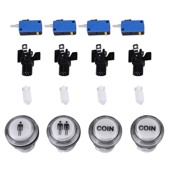 4 x LED Start Tryckknappssats Del 1 Spelare 2 Spelare LED Myntknappar för Arkad