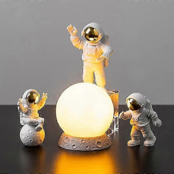 3D Astronaut Figur - Stilfuld Skrivebordsdekoration til Hjemmet eller Studieværelset Silver