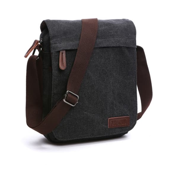 【03】Sporty crossbodytaske i lærred og læder Sort Black Black 514