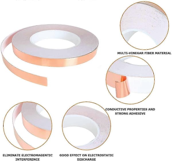 Kobberfolietape, 2 kobberfolier med dobbelt kobbertape Ledende klæbemiddel til farvet glas Ledende klæbemiddel