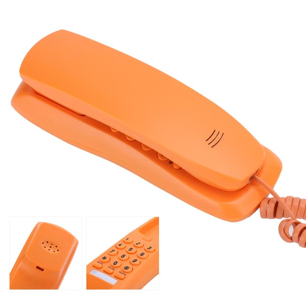 kxT628 Bærbare tynde telefon til hjemmekontoret, enkeltlinjet fastnettelefon, orange