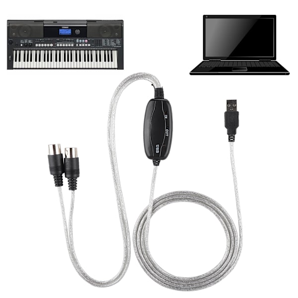 MIDI til USB Kabel Konverter MIDI Interface Adapter Ledning Keyboard Musikredigeringslinje