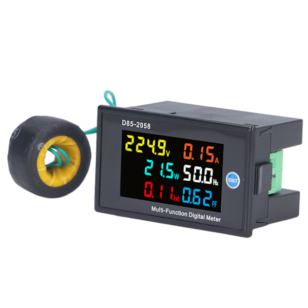 Effektmätare Enfas LCD Digital Display Spänning Strömmätare Testare AC 200‑450V