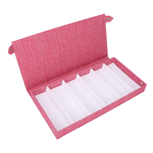 6 rum Solbrille Opbevaringsetui Flocking Klud Knaplukning Forebygger Ridser Brille Displayboks Pink