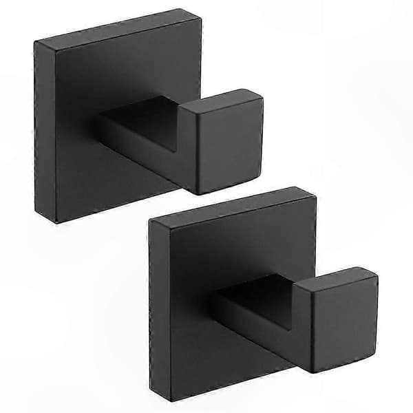 Håndklædekroge til badeværelset - 2-pak vægmonterede kroge i rustfrit stål til håndklæder og badekåber Black 5X5X4.5CM
