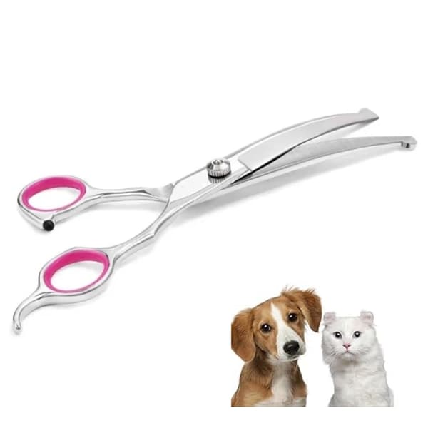 【03】Hundesaks buet 19 cm - Saks til dyr - Afrundet sølv Silver silver