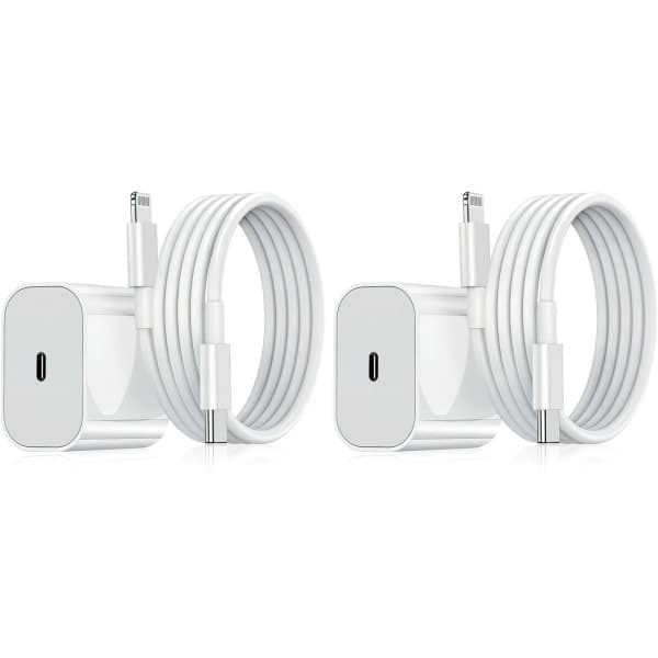 【03】2-pak mobiloplader - Kompatibel med iPhone - Hurtigoplader - Adapter + Kabel 20W Hvid 2-pak Kompatibel med iPhone