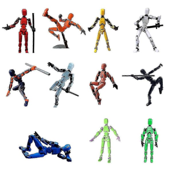 T13 Robot Actionfigur - 3D-printet samleobjekt til sci-fi-fans Carrot color