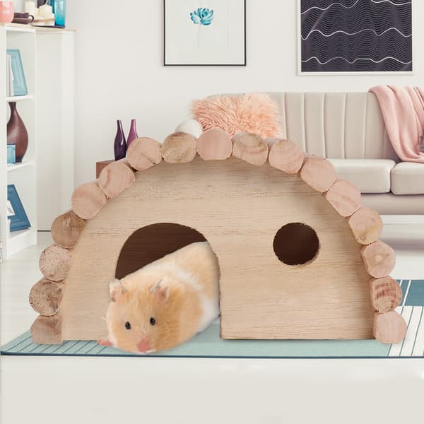 Træ Hamster Bue Seng Lille Dyr Varmt Hus Hamster Rede Træ Legetøj