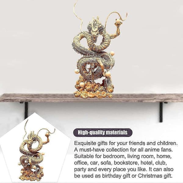 Shenron Dragon Animefigur Shenlong Statue Sæt 18 cm, Actionfigur Legetøj Creator X Creator (Gylden)