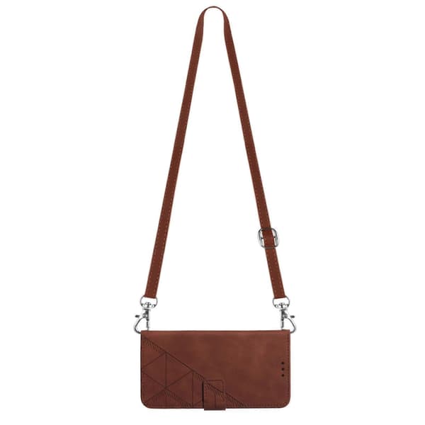 【03】Crossbody 3D-præget Flip Læder Telefonetui, Brun Brown For iPhone 15 Pro Max