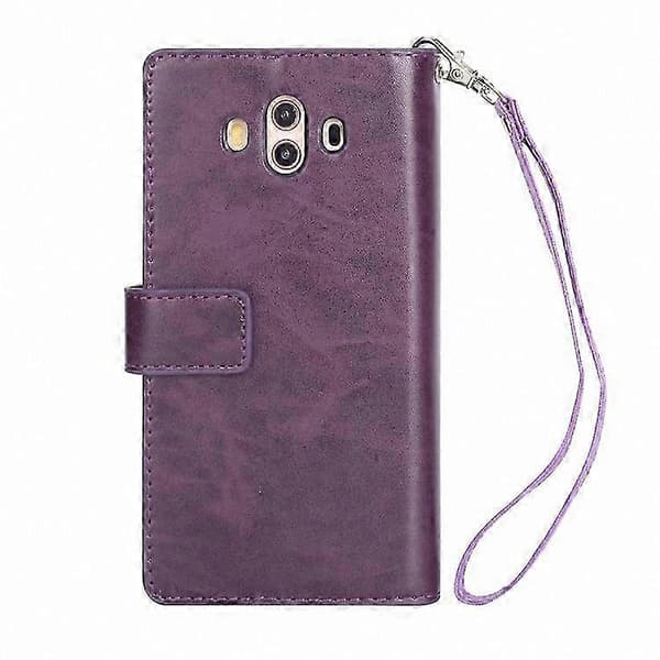 Universellt multifunktionellt dragkedja horisontellt fällbart läderfodral för smartphones Purple