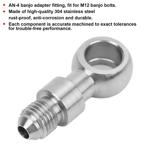 Rustfri stål AN-4 øje banjo adapter til M12 banjo bolte