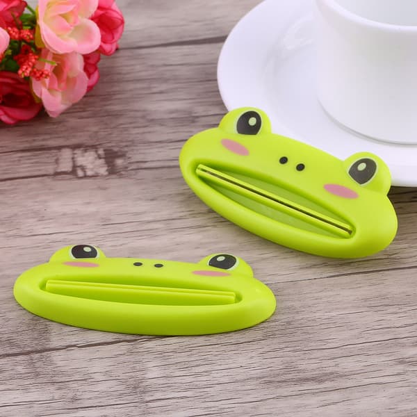 2 st Tandkrämstubpressare Lätt Pressa Pasta Dispenser Rullhållare Tecknad Groda