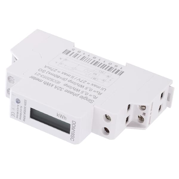 1P LCD Digital Display Enfas DIN-skena Elektricitet Strömförbrukning Energimätare