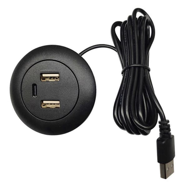 【03】4X skrivbordshål inbyggd USB-hub typ-C USB-laddare 3-i-1-splitter