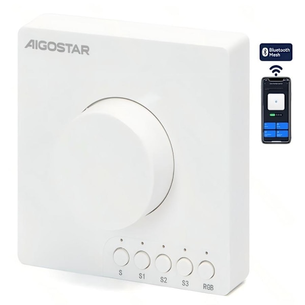 Aigostar DC Version Bluetooth Mesh Roterande Dimmerbrytare, Smart Dimmer med Appkontroll