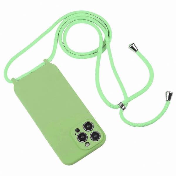 Skulderremsetui med flydende silikone til 14 Pro - HK603 Matcha Green