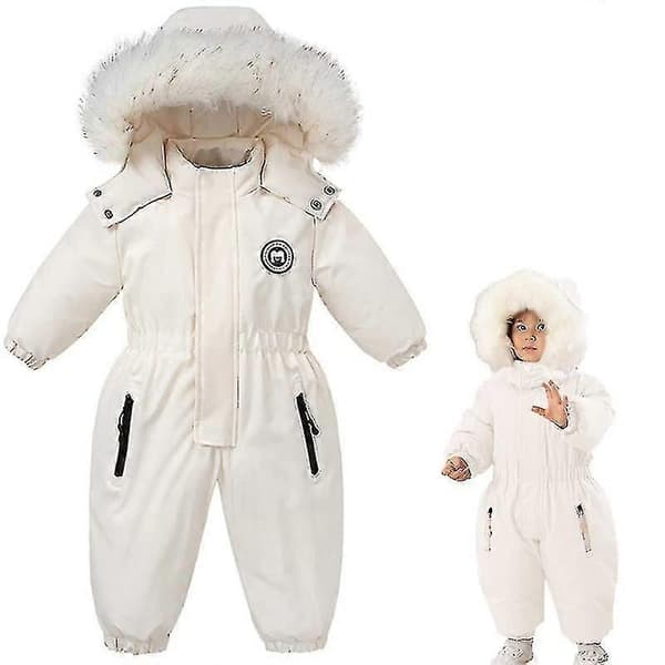 Barnoveraller Skiddräkter Vattentäta vinterrockar Jackor Jumpsuits White 90cm