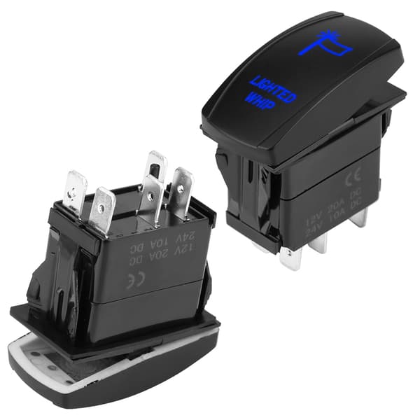 5-benet laserbelyst vippekontakt On Off LED-lys 12V-20A 24V-10A (blå)