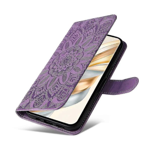 Läderfodral för Honor Magic7 Lite 5G/ X9c 5G Solros Plånboksfodral -NBB Purple