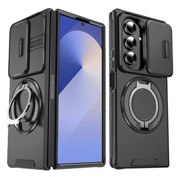 【03】Skjutbart Camshield Ringhållare Telefonfodral Black Black For Samsung Galaxy Z Fold7 5G
