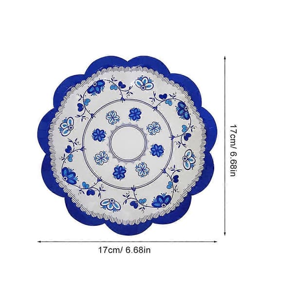 12 st kinesiska blomformade tårtfat dekorativa blå och vita porslinsdesign papperstallrikar för aptitretare bröllopsfest