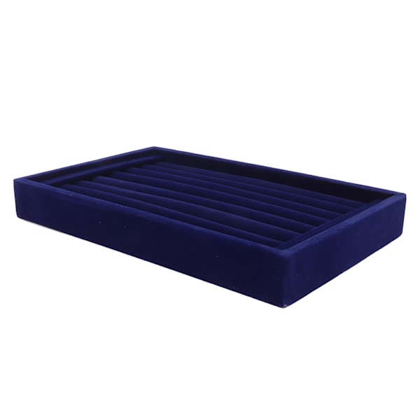 7 Fack Ring Örhängen Bricka Multifunktionell Utrymmesbesparande Blå Sammet Smyckeskrin Display Organizer