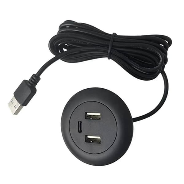【03】4X skrivbordshål inbyggd USB-hub typ-C USB-laddare 3-i-1-splitter