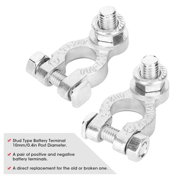 Par 12/24V Universella Bilbatteripoler Stud Typ 10mm/0.4in Kabel Positiv Negativ