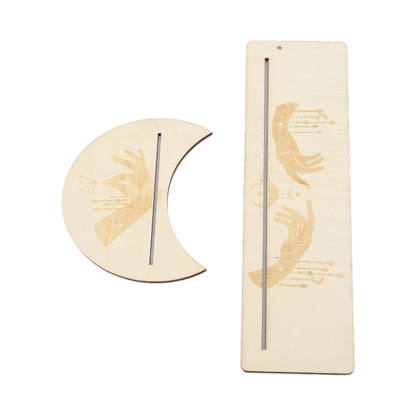 2 Delar Tarotkortställ i Trä, Stabil Månform och Rektangulär Tarotkort Display Ställ Bas Typ C