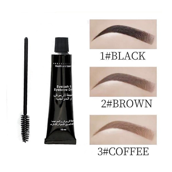 Svart Ögonbrynsfärgset med Borste Halvpermanent Ögonbrynsfärgning Ögonfransar och Ögonbrynsfärgningsmedel Ögonbryn (Kaffe) 10ml + 10ml