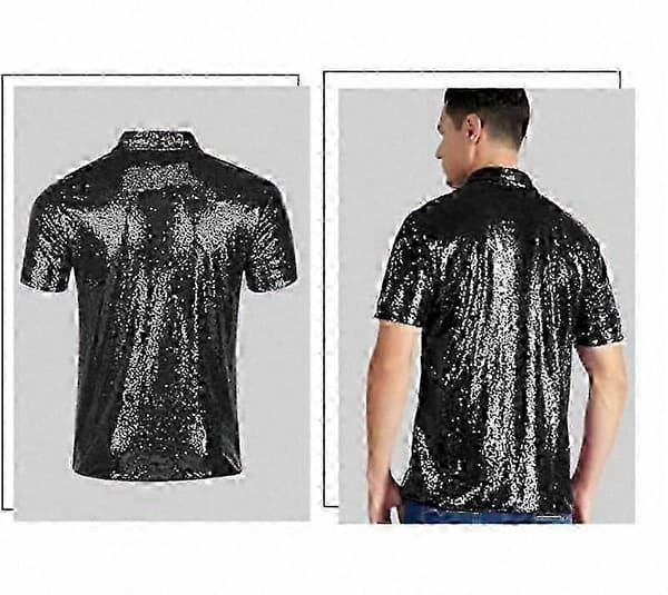 Glitterpaljetti lyhythihainen T-paita miehille Black M
