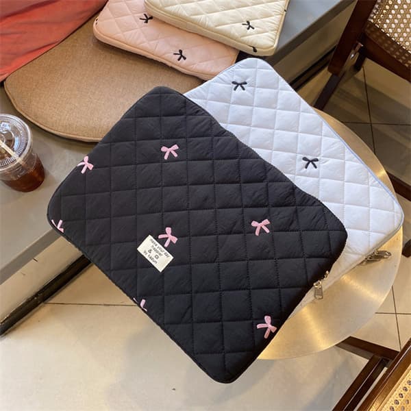 【03】nRhombisk ternet roset 11/13/15 tommer bærbar opbevaringstaske Noteboo sort sort black 13-14inch