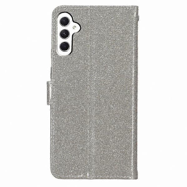 Glitter læderpung etui med stativ til Galaxy A36 5G, ridsefast telefoncover Gold Gold