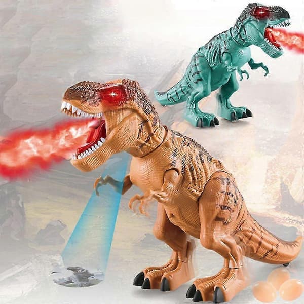 Dinosauruslelu kävelee, ravistaa, karjuu, munii, heijastaa ja liikkuu päiväkotilapsille