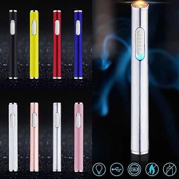Mini elektrisk USB-cigarettænder slank genopladelig flammeløs vindtæt Gold