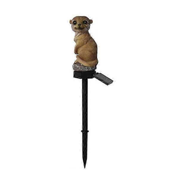 Søde Surikater Havefigur Surikater med Lysende LED-hjelme Figur Solcellelys Dyrepynt Udendørsfigur short