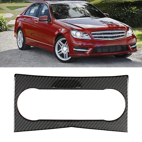 Bil Kolfiber Luftkonditioneringspanel Skydd Trim Passar Mercedes-Benz W204 C-klass 2007-2012