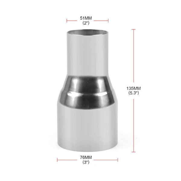 Universal Rostfri Avgasrör Kopplingsrör Adapter Reducer Modifierad Del 51MM / 76MM