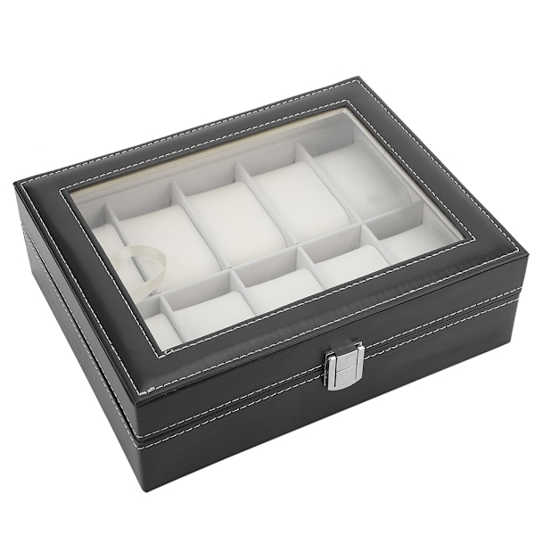 Bærbar PU læder ur taske 10 rum smykke display etui opbevaringsholder
