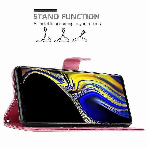 Blommönster Mobilskal med Kortfack för Galaxy Note 9 Skyddsskydd FLORAL ROSA Galaxy NOTE 9