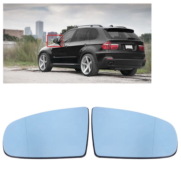 1 par vänster & höger dörrsida uppvärmda sidospegelglas för BMW X5 E70 2008-2013 Blå