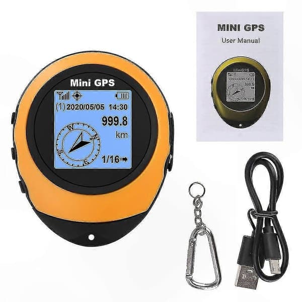 Bärbar GPS-navigator med kompass för resor och vandring, satellitspårning, gul