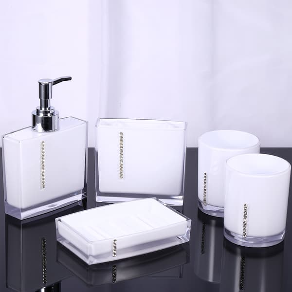5PCS Set Akryl Badrumstillbehör Set Badmugg Tandborsthållare Tvålkopp