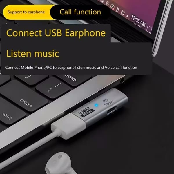 Typ-C till OTG-adapter, 2-i-1 USB Typ-C-adapter, stöder PD till USB OTG-dataöverföring.