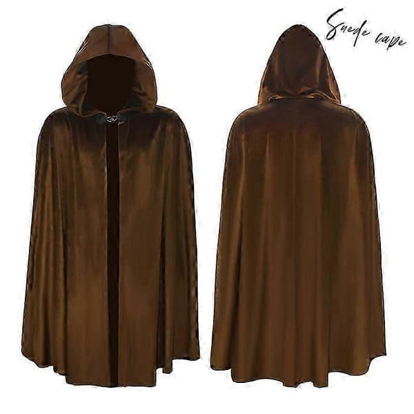 Middelalderlig fløjlskappe med ruskindskant Halloweenkappe Middelalderlig fløjlskappe black one size