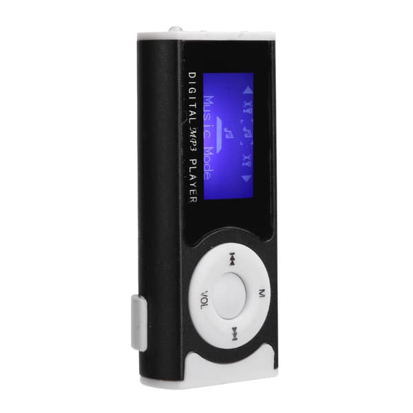 Kannettava Urheilu MP3 Taskulamppu Mini BackClip LCD Mini Näyttö Musiikkisoitin (Musta)